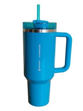 Stanley x Starbucks 40oz Blue Quencher Tumbler Handle Straw Vacuum Travel Mug